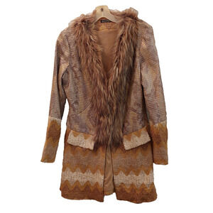 Gaby‎ & Eden Womens Size S Mixed Material Faux Fur Collar Jacket/Coat